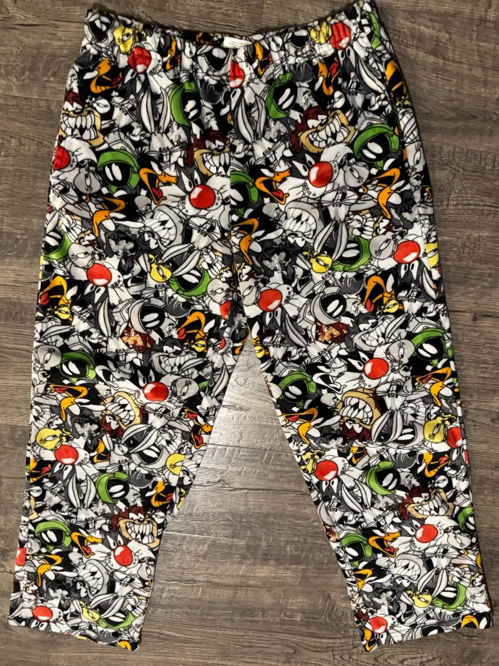Looney Tunes Men’s Fleece Pajama Pants M Multicolor Graphic Print Elastic